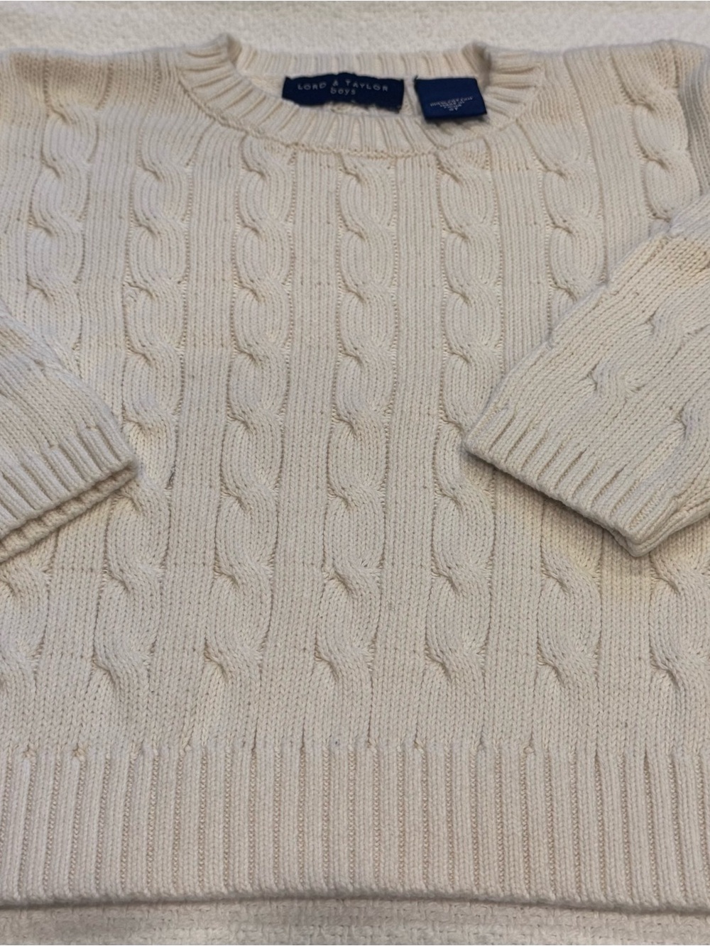 Lord & Taylor Boys Cream Cable Knit Sweater